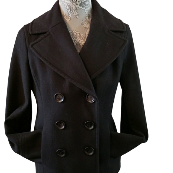 Michael Kors Jackets & Blazers - MICHAEL KORS BLACK WOOL PEA COAT-SIZE SMALL